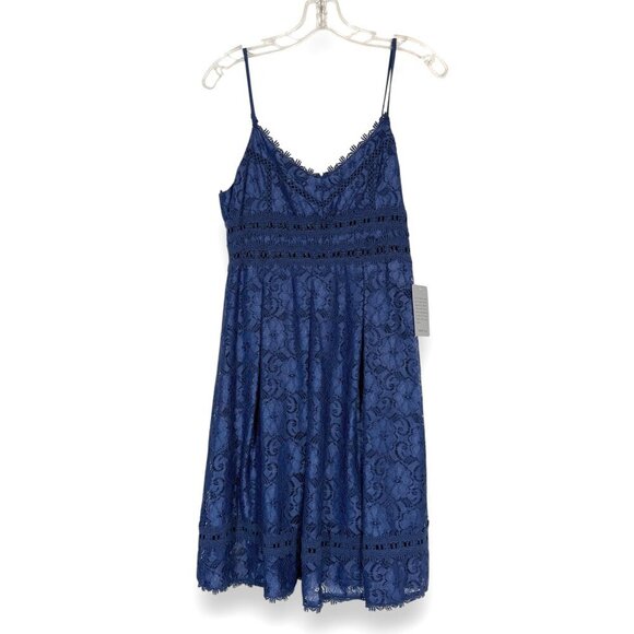 Blue Lace Mini Dress Cocktail Medium - Picture 14 of 14